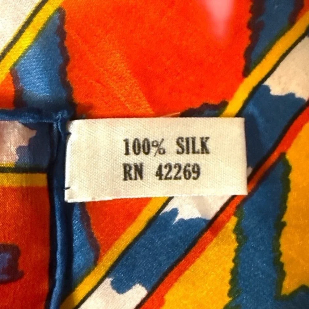 Vintage 100% Silk Santa Fe Print Scarf